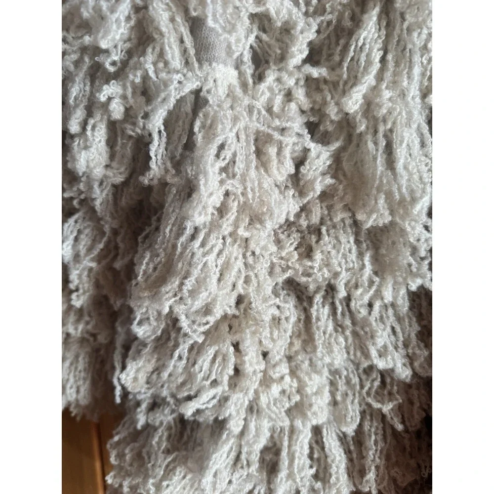 Lou & Grey Ivory Boho Wool Blend Shaggy Yarns Woman's Sz Medium Statement Jacket
